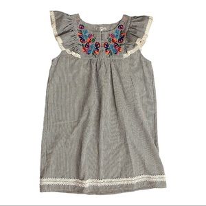 See And Be Seen Multicolored Stripe cottage Core embroidered tunic/dress SZ S
